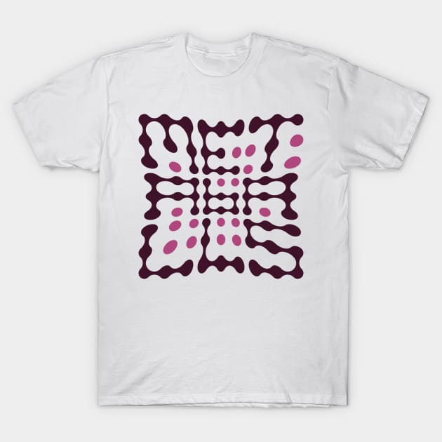 Warped Metaballs Typography (Pink) T-Shirt by John Uttley